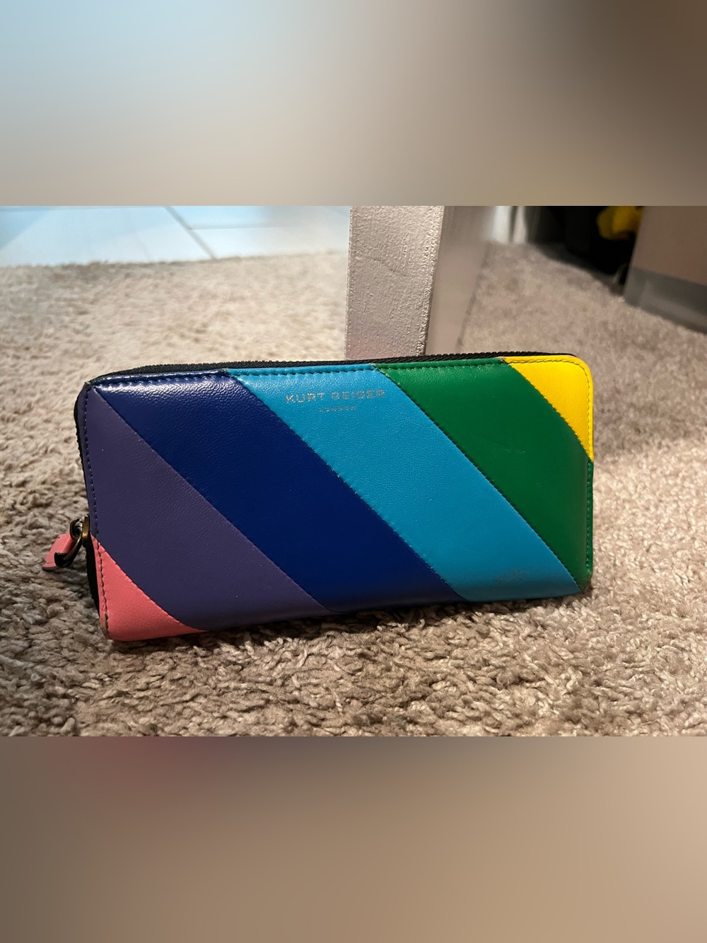 Kurt Geiger Bright Multi-Color Diagonal Leather Clutch